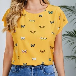 Boho Butterfly Print Blouse